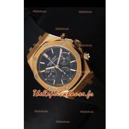 Montre chronographe Royal Oak d'Audemars Piguet en or jaune avec cadran noir