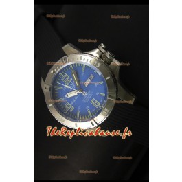 Ball Hydrocarbone Spacemaster avec bracelet en caoutchouc avec date du jour automatique sur cadran bleu - mouvement Citizen original 