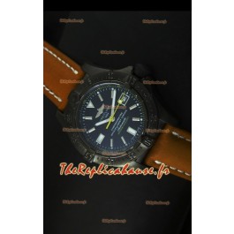 Montre suisse avec revêtement PVD Seawolf Breitling sur bracelet marron