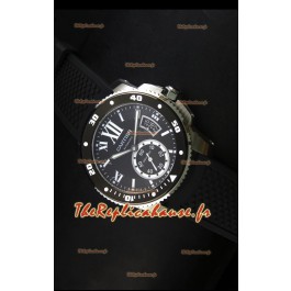 Montre Calibre de Cartier avec boîtier en acier et cadran noir 42mm - Réplique de montre miroir 1:1