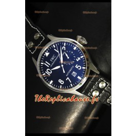 Réplique de montre suisse en acier IWC Big Pilot avec cadran noir - Version avec boîtier remis au goût du jour