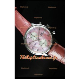 Réplique de montre suisse IWC Portuguese Chronograph avec cadran Pearl rose - Édition réplique miroir 1:1