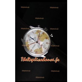 Réplique de montre suisse IWC Portuguese Chronograph avec cadran imprimé carte - Édition réplique miroir 1:1