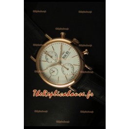 Montre suisse chronographe IWC Portofino avec boîtier or rose et cadran blanc