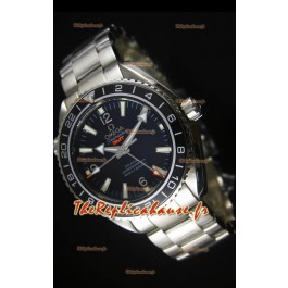 Réplique de montre suisse noire Omega Planet Ocean GMT - Édition miroir Ultimate 1:1