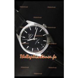 Montre suisse coaxiale Omega Globemaster avec cadran noir en acier inoxydable - Réplique de montre miroir 1:1