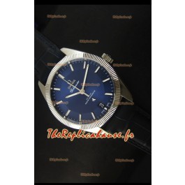 Montre suisse coaxiale Omega Globemaster avec cadran bleu foncé en acier inoxydable - Réplique de montre miroir 1:1