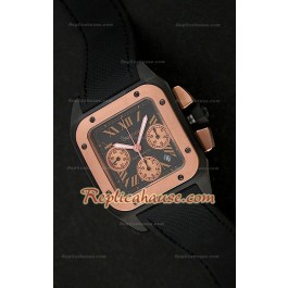 Cartier Santos 100 XL Chronograph PVD/Rose Gold Montre Suisse - 1:1 Mirror Replica