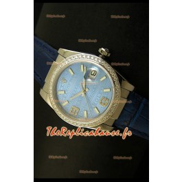 Rolex Imitation Datejust Montre Suisse Reproduction - 37MM - Cadran/Bracelet Bleu