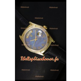 Réplique de montre suisse en or jaune Rolex Day Date 36MM - Cadran MOP bleu