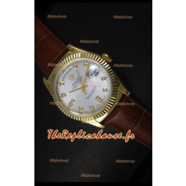 Réplique de montre suisse en or jaune Rolex Day Date 36MM - Cadran argenté 