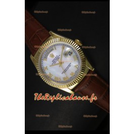 Réplique de montre suisse en or jaune Rolex Day Date 36MM - Cadran MOP blanc