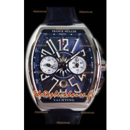 Franck Muller Vanguard montre suisse chronographe en acier 904L cadran bleu 
