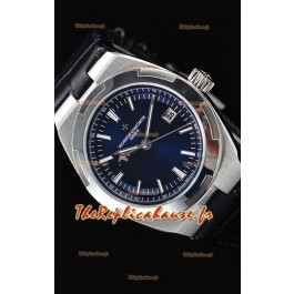 Vacheron Constantin Overseas Phase Lune montre suisse en acier inoxydable en cadran bleu