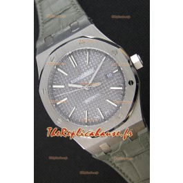 Audemars Piguet Royal Oak 41MM cadran gris bracelet en cuir - 1:1 Miroir Édition Ultime