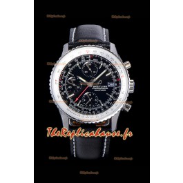 Montre Breitling Navitimer 1 Chronograph 41MM Montre suisse Cadran noir en acier 904L - Bracelet en cuir