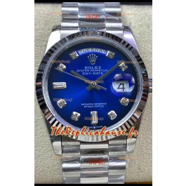 Réplique Rolex Day Date 36MM M128239-0023 en acier 904L avec cadran bleu et miroir 1:1