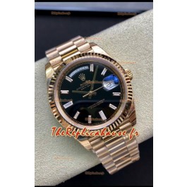 Réplique de montre Rolex Day Date 40MM 228238a 1:1 Or Rose - Cadran noir 1:1 Miroir