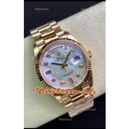 Réplique de montre Rolex Day Date 36MM en or rose avec cadran en nacre blanche 1:1 Miroir