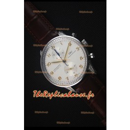 IWC Portuguese Chronograph - Acier Inoxydable aux Diamants Montre Réplique Miroir 1:1