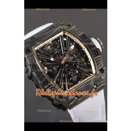 Réplique de montre Richard Mille RM12-01 Boîtier en fibre de carbone avec véritable Mouvement Tourbillon Miroir 1:1