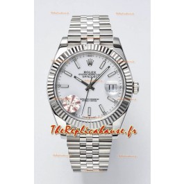 Réplique 1:1 Miroir de la montre suisse Rolex Datejust Cal.3235 en acier 904L 41MM - Cadran blanc 