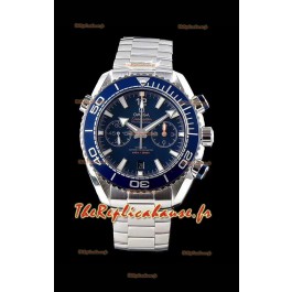 Chronographe Omega Planet Ocean 600M 904L Cadran bleu acier 1:1 Réplique de montre miroir 