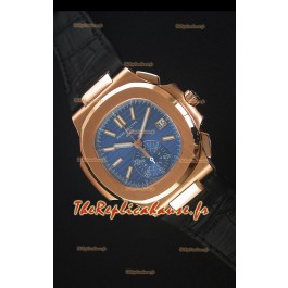 Patek Philippe Nautilus 5980 Chronographe Or Rose En cadran bleu - Réplique 1:1 Miroir