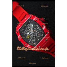 Montre Richard Mille RM35-02 Etui en une seule pièce forgé en carbone avec Bracelet rouge