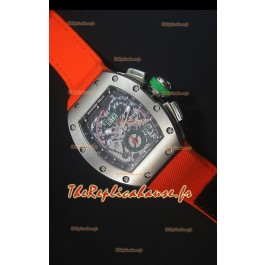 Richard Mille RM011 Filipe Massa Boîtier en Titane Montre Réplique Suisse avec Sangle en Nylon Orange