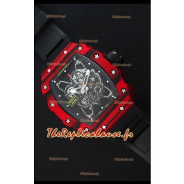 Richard Mille RM35-01 Montre avec boîtier en Un morceau de Carbone forgé rouge et bracelet Noire
