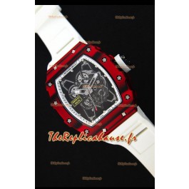 Richard Mille RM35-01 Montre avec boîtier en Un morceau de Carbone forgé rouge et Bracelet Blanc