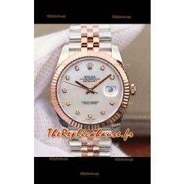 Montre Rolex Datejust 41MM Mouvement Cal.3135 Réplique Suisse en acier 904L cadran perle bicolore