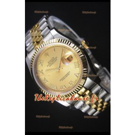 Rolex Datejust Montre Réplique avec Cadran en Or romain 36MM avec Mouvement Suisse 3135