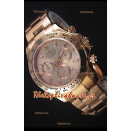 Rolex Daytona Montre Réplique Suisse en Boitier d'Or Rose avec marqueurs de baguette en diamants 