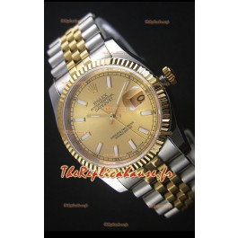 Réplique de montre japonaise Rolex Datejust - Placage bicolore avec cadran doré dans un boîtier de 36MM