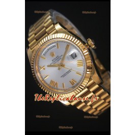 Réplique de montre Rolex Day Date Japonaise - Boîtier en or jaune et cadran en acier 40MM