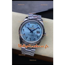 Rolex Day Date Presidential Montre en acier inoxydable ICE cadran bleu arabe 40MM - Qualité miroir 1:1