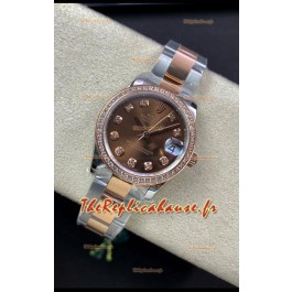 Rolex Datejust 278381 31MM Réplique Suisse en acier 904L or rose bicolore cadran marron - Réplique miroir 1:1