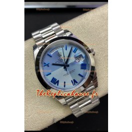Réplique Rolex Day Date M228206-0001 904L Acier 40MM - Cadran Bleu glacé 1:1 Miroir