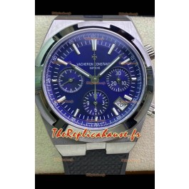 Vacheron Constantin Overseas Chronograph 904L acier cadran bleu Réplique Suisse - Bracelet caoutchouc