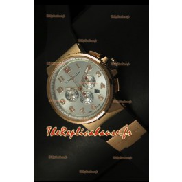 Chronographe Ulysse Nardin Marine avec cadran noir avec chiffres arabes en acier et or rose - Réplique miroir 1:1