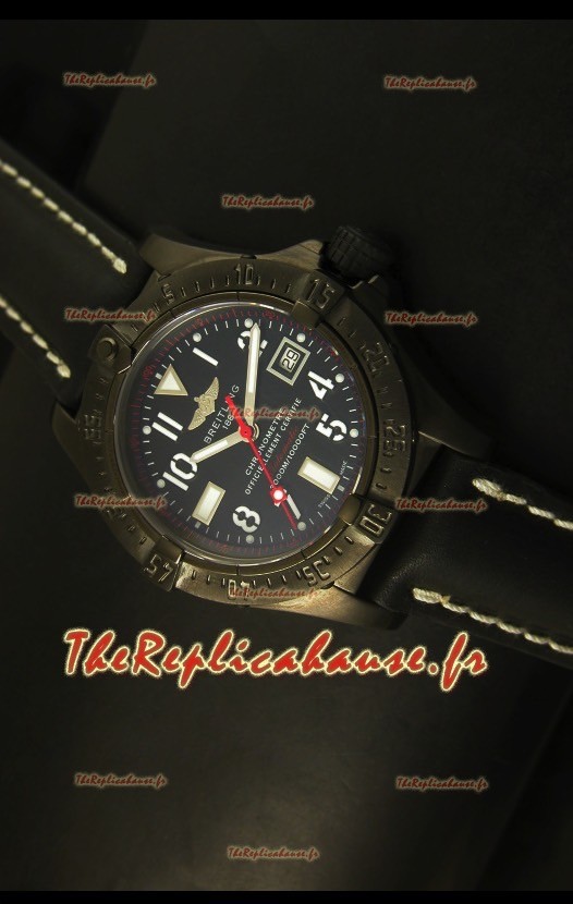 Montre suisse avec revêtement PVD Seawolf Breitling sur bracelet noir