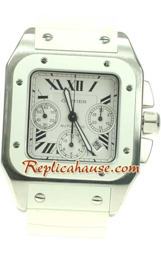 Cartier Santos 100 Suisse Chronograph Montre - Rubber Strap