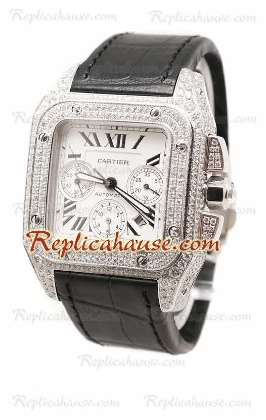Cartier Santos 100 Diamond Montre Suisse Replique