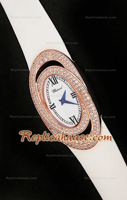Chopard Xtravagza Rose Gold Femmes Montreavec Bracelet Blanc