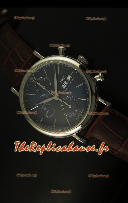 Montre suisse chronographe IWC Portofino avec boîtier acier et cadran gris