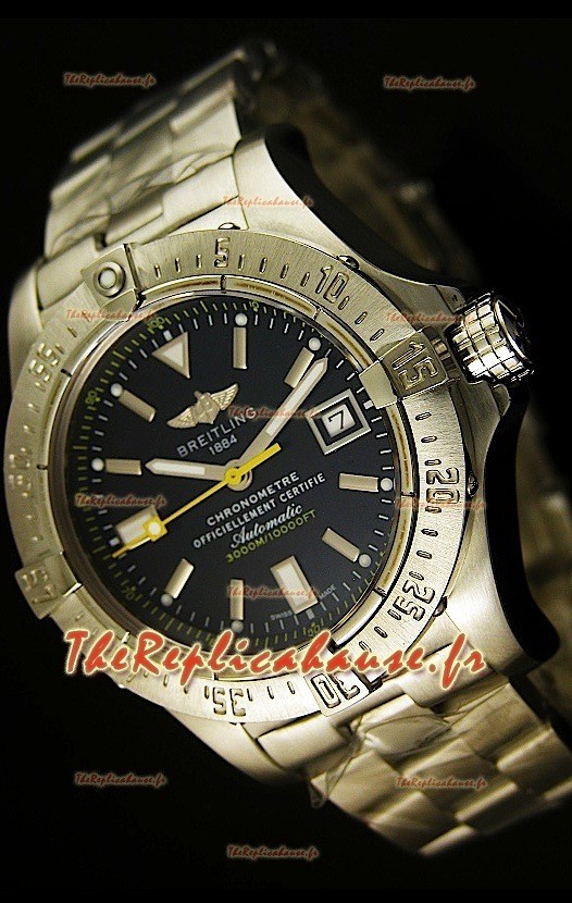 Réplique de montre suisse Breitling Avenger Seawolf avec aiguilles des secondes jaunes - 1:1 Réplique de montre miroir