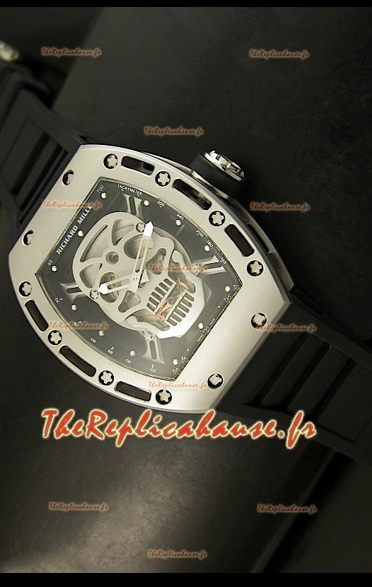 Réplique de montre suisse Richard Mille RM052 Skull Tourbillon dans boîtier en acier brossé
