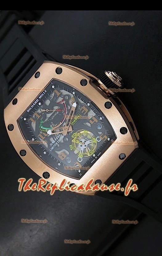 Réplique de montre suisse Richard Mille RM002 Power Reserve Tourbillon avec revêtement or rose 